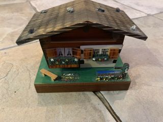 Vintage Miniature Reuge Swiss Music Box Cottage Happy Birthday Plays