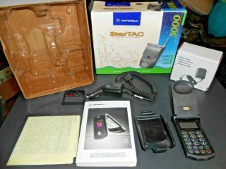 Vintage Motorola Startac 3000 Series Flip Phone W/ All Accessories Box