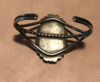 Vintage Sterling Silver Southwest Cuff Bracelet Black Stone Detailed (36.  9g) 3