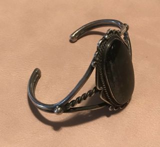 Vintage Sterling Silver Southwest Cuff Bracelet Black Stone Detailed (36.  9g) 8