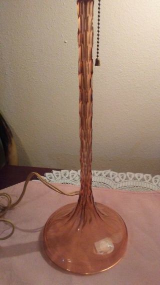 Vintage Pink Depression Glass Candle Stick Table Lamp 3