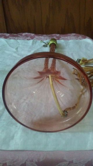 Vintage Pink Depression Glass Candle Stick Table Lamp 6