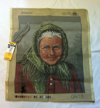 Bauerin Vintage Hand Painted Needlepoint Canvas Woman Set Man Farmer German