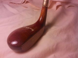 Vintage Kenneth Smith " Roll In " Wood And Brass Putter.  W/ Wood Carved Grip