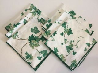 Set 6 Vintage Fabric Waverly Green Ivy Polished Cotton Napkins Euc 16 "