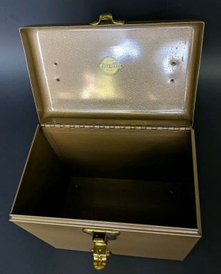 VINTAGE 1950s METAL AMFILE PLATTER PAK 45 RPM RECORD BOX STORAGE CASE STURDY 7