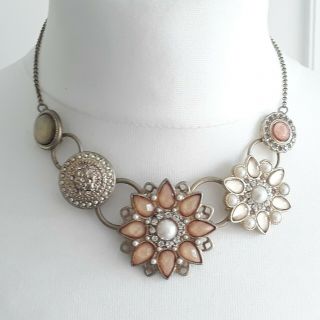 Accessorize Vtg Style Rose Gold Tone Peach Diamante Statement Necklace Bday Gift