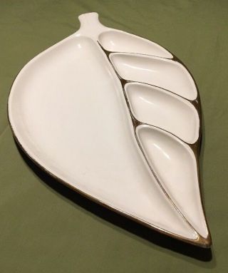 Vintage Treasure Craft 1963 Leaf Tray Dish Plate Condiment Relish Huge Large
