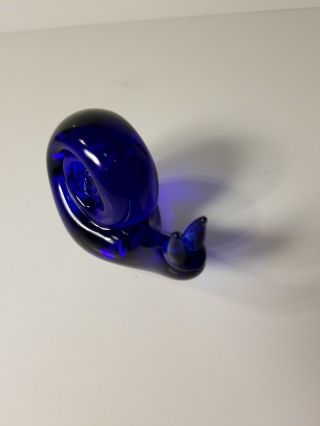 Royal Vintage Cobalt Blue Hand Blown Art Glass Snail Paperweight Decor 5