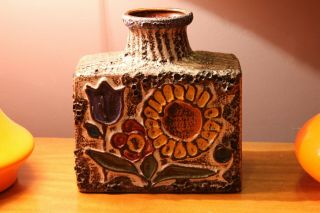 Retro Vintage West German Pottery Fat Lava Vase Scheurich 281 - 19 Rare D Sign 5