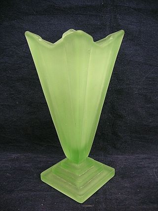 Vintage Bagley Frosted Uranium Green Glass 