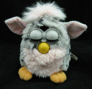 Vtg Furby Baby Gray Pink with Black Spots 70 - 800 2A 1998 2
