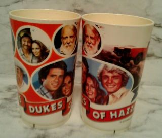 2 - Vintage 1981 The Dukes Of Hazzard Plastic Drinking Cups Mug Deka Warner Bros