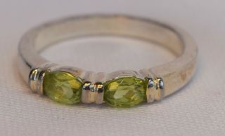 Classic Vintage Sterling Silver Green Peridot Gemstone Ring Size 9 1/4