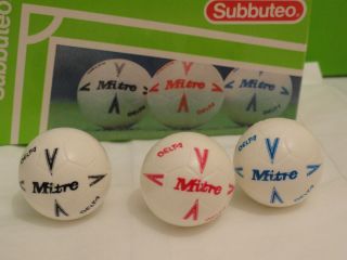 Vintage Old Subbuteo Footballs 3 Pack 61210 Blue Black And Red Colours 61210
