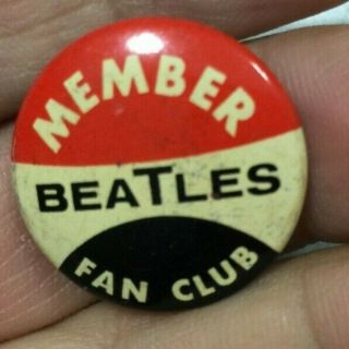 Rare Vintage 1964 Beatles Member Fan Club Pin Back Button Seltaeb Made In Usa