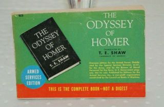 Vintage Armed Services Edition - 925 - The Odyssey Of Homer By Shaw 1932