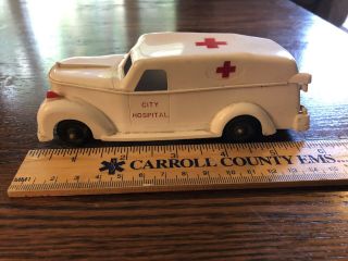 Vintage Ideal Toys Hard Plastic Ambulance 1940 - 50s