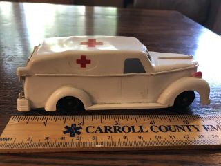 Vintage Ideal Toys Hard Plastic Ambulance 1940 - 50s 4