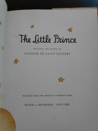 THE LITTLE PRINCE True First Printing 1943 Reynal and Hitchcock 2