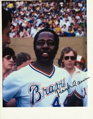 Vintage Autographed Hank Aaron Braves Signed 8x10 Color Photo 755 Hr