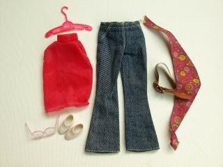 Vtg Mod Barbie 3351 Good Sports Pink Blouse Jeans Belt Clothes Accessories 2