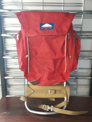 Vintage Red Jansport Small Aluminum External Frame Backpack Usa Hiking