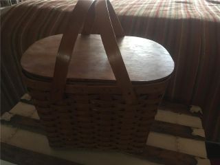 Vintage Wicker Woven Picnic Basket Unbranded Decor Or Use