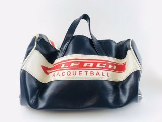 Vintage Leach Racquetball Duffel Bag Red Blue Sports Equipment Leather Gym 19”