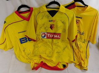 3 X Watford Fc Official Vintage Signed Football Shirts