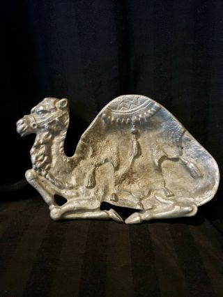 Vintage Pewter Camel Trinket Change Dish Ashtray Syrian Tray 6 1/2 "