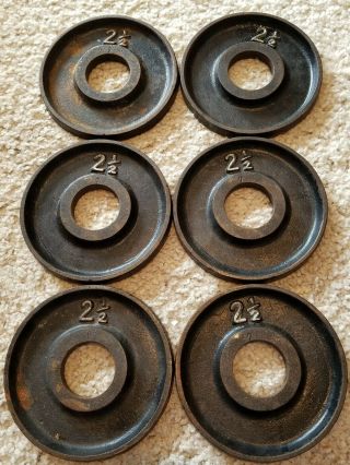 Vintage Barbell Olympic 2.  5 Lb 2½ Lbs Set Of 6 Weight Plates 15 Lbs Pounds Total