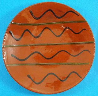 Vintage 1984 Lester Breininger Slip Glazed Redware Plate 9 1/2.  " Perfect