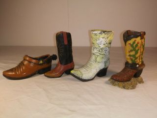 Vintage Boot Ceramic Set Of 4 Collectible Cowboy Boots
