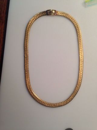 Vintage Monet Omega Flat Snake Chain Necklace Gold Tone Choker