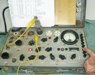 (4) Western Electric 328 A tubes,  on TV - 7A/U Tube Tester 10