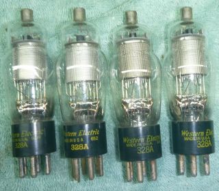 (4) Western Electric 328 A Tubes,  On Tv - 7a/u Tube Tester