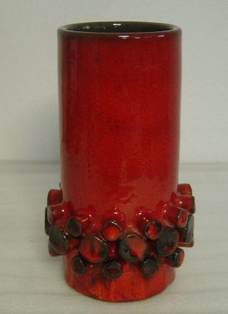 Vtg 60s/70s Red Pottery Vase Ceramano Ceralux Hans Welling