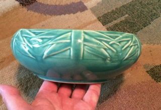 Vintage Mccoy Art Pottery Green Leaf Pattern 8” Console Bowl