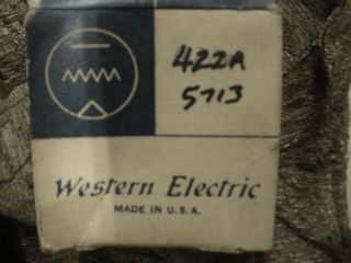 WESTERN ELECTRIC 422A RECTIFIER VACUUM TUBE,  1957 DATE,  STRONG 2