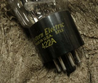 WESTERN ELECTRIC 422A RECTIFIER VACUUM TUBE,  1957 DATE,  STRONG 3
