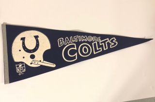 Vintage 1960’s Nfl Baltimore Colts Full Size Pennant 12x30 No Pin Holes