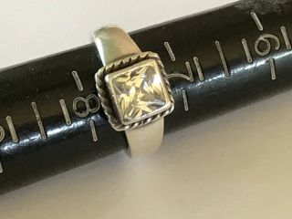 Vintage Sterling Silver 925 Square Clear Crystal Heavy Ring Size 7.  5