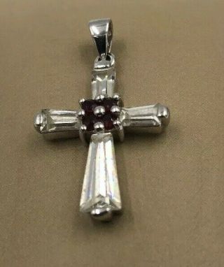 Vintage Solid Sterling Silver Cross Religious Necklace Pendant 196