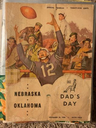 1958 Oklahoma Sooners Nebraska Cornhuskers Football Program Vintage Ou Norman