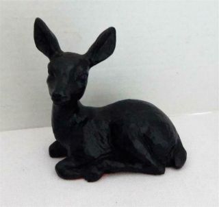 Vintage Cas - Carved Wood And Coal Art Products Carved Deer Figurine