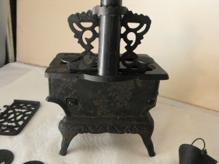 Vintage Crescent Cast Iron Mini Toy Stove With Accessories Smaller Version 7