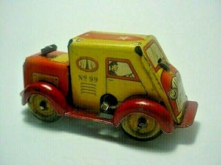 Vintage Miniature Key Wind - Up Tin Litho Semi Toy Truck Cab German?