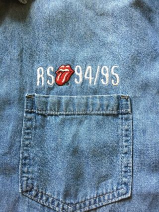 Vintage Rolling Stones Denim Long Sleeve Shirt From 94/95 Concert Tour Size Xl