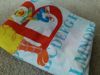 Vintage Childrens Sesame Street Flat Bed Sheet Letters Alphabet Eeuc Vtg Fabric